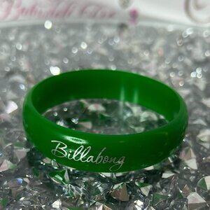Billabong Emerald Green Wristband bangle bracelet silver writing